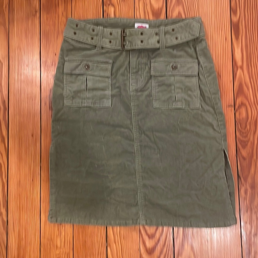 Belted Corduroy Skirt